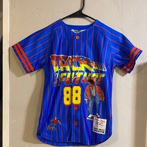 Nostalgia Blue and Orange 'Back to the Future' Kids Graphic Baseball Jersey